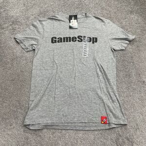 Game Stop To The Moon Graphic T-Shirt Mens Small Gray Short Sleeve Crew Tee NWT